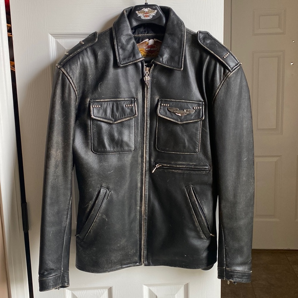 Genuine Harley-Davidson Vintage Leather Coat Distressed Black